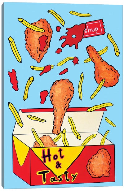 Chicken And Chips Box Canvas Art Print - Meat Art