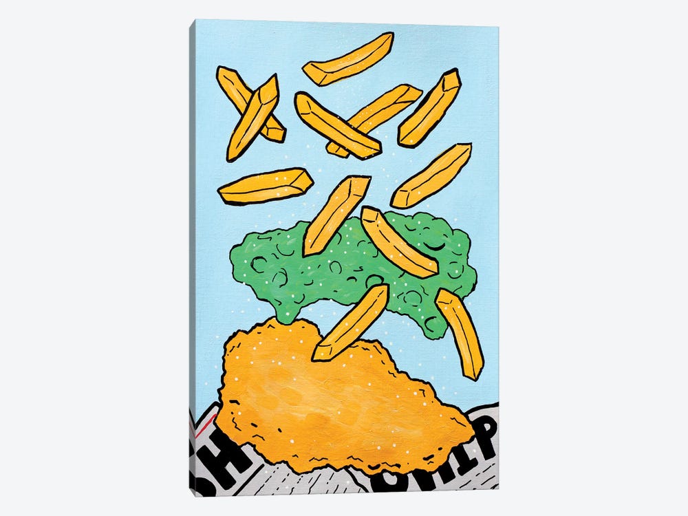 Fish And Chips With Mushy Peas by Ian Viggars 1-piece Canvas Artwork