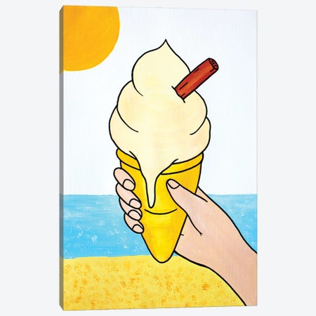 Ice Cream Melting At Beach Canvas Print #VGG25} by Ian Viggars Canvas Wall Art
