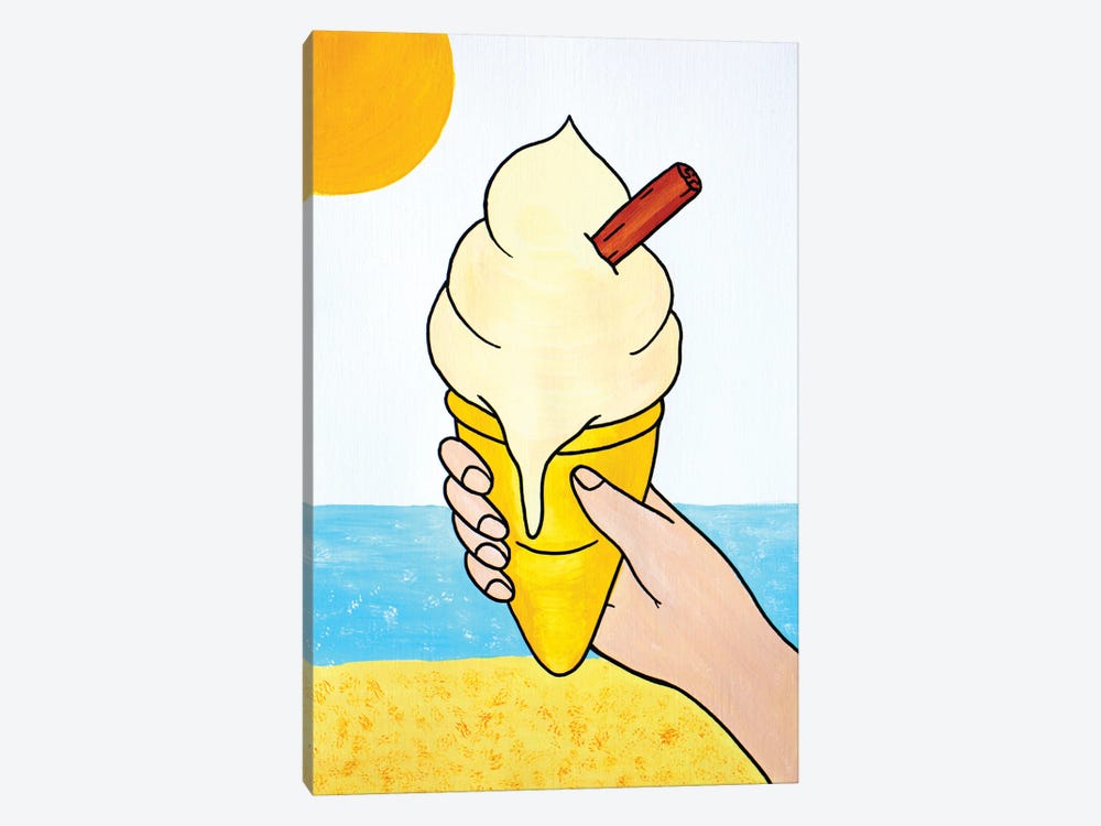Ice Cream Melting At Beach by Ian Viggars 1-piece Canvas Print