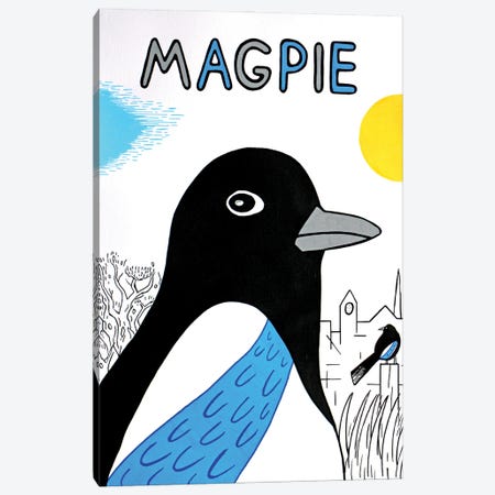 Magpie Canvas Print #VGG30} by Ian Viggars Canvas Art
