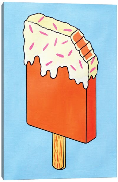 Orange Ice Lolly Canvas Art Print - Ice Cream & Popsicle Art