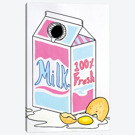 Retro Milk Carton With Egg Canvas Print #VGG38} by Ian Viggars Canvas Artwork