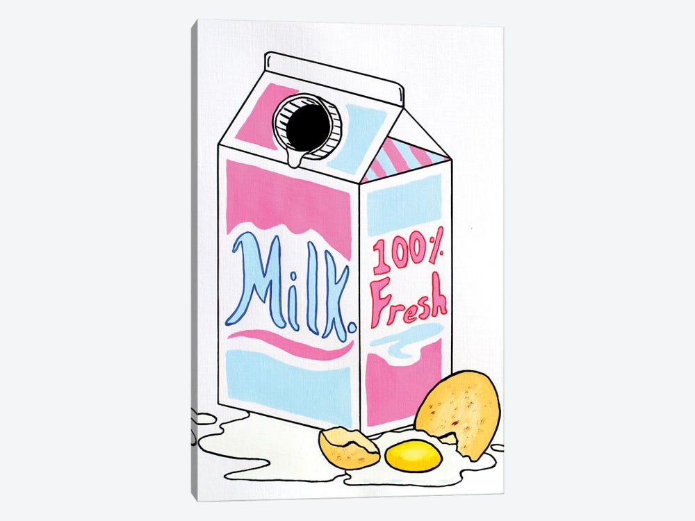 Retro Milk Carton With Egg by Ian Viggars 1-piece Art Print