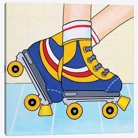 Retro Rollerskates Canvas Print #VGG44} by Ian Viggars Canvas Art
