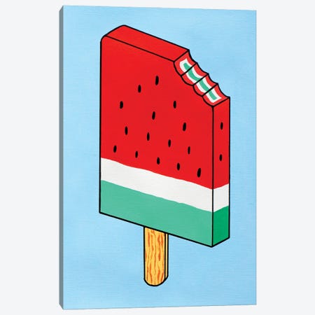 Watermelon Ice Lolly (with bite) Canvas Print #VGG47} by Ian Viggars Canvas Art