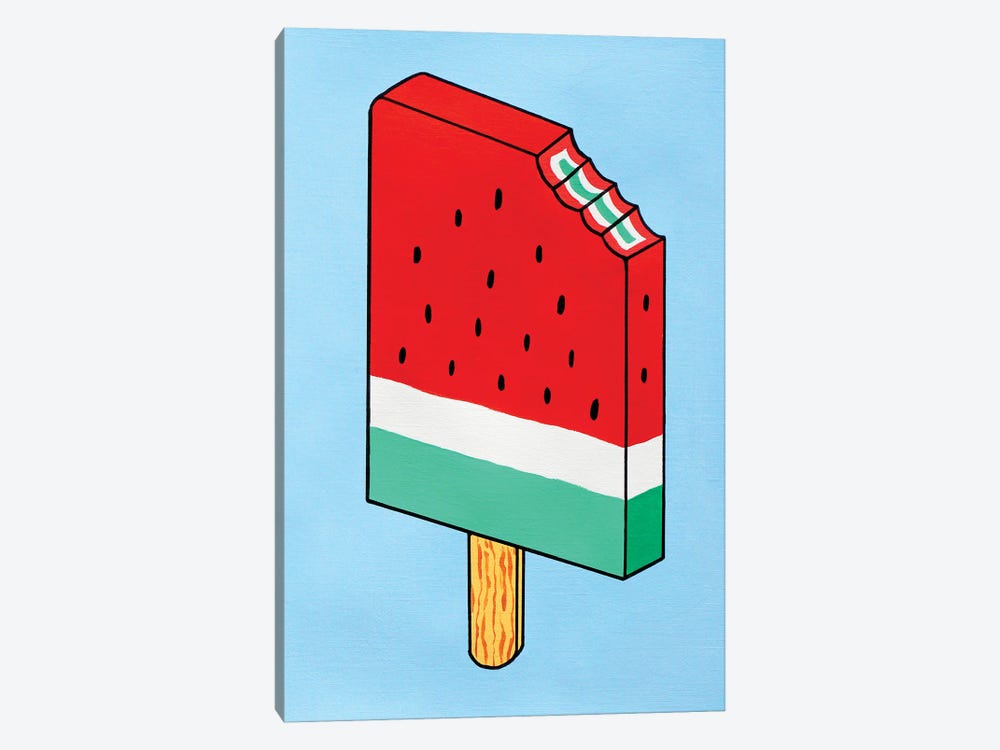 Watermelon Ice Lolly (with bite) by Ian Viggars 1-piece Canvas Art Print