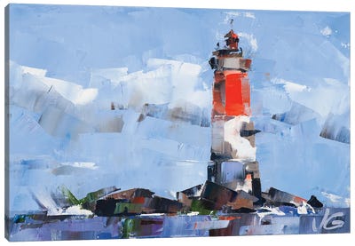 Pierres Noires Lighthouse Canvas Art Print - Blue Art