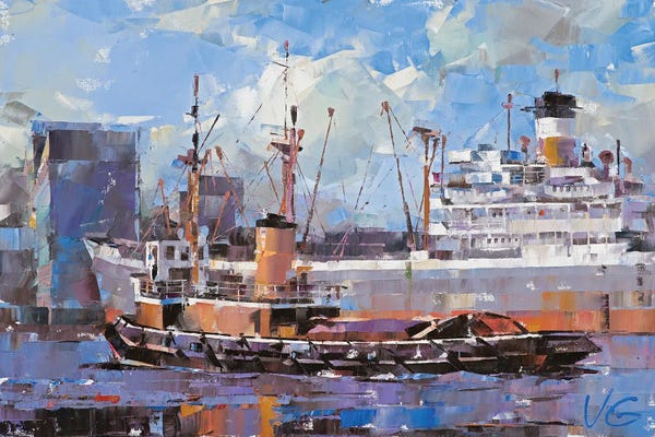 Volodymyr Glukhomanyuk: Tug Boat In Swansea by Volodymyr Glukhomanyuk