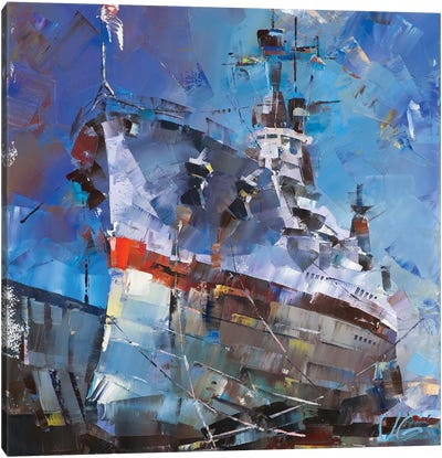 USS Texas Canvas Art Print - Blue Art