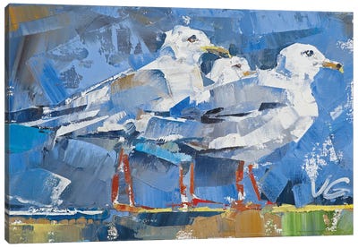 Bird's Bazaar II Canvas Art Print - Blue Art
