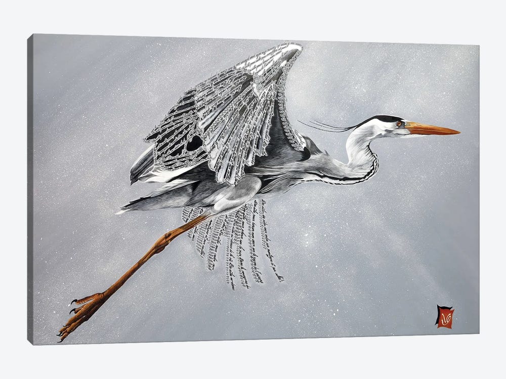 Flight (Heron) by Valerie Glasson 1-piece Canvas Wall Art