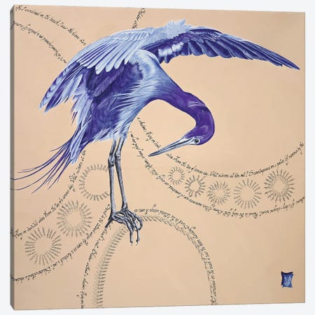 Hanging On Invisible Threads (Blue Heron) Canvas Print #VGL13} by Valerie Glasson Canvas Art Print