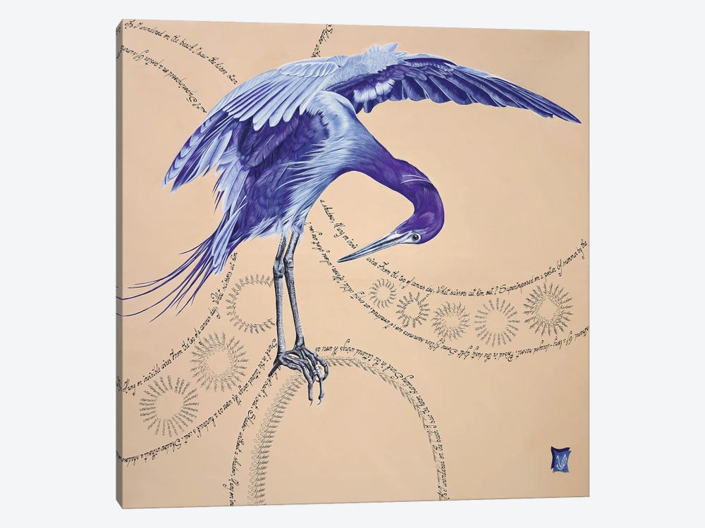Hanging On Invisible Threads (Blue Heron) by Valerie Glasson 1-piece Canvas Print