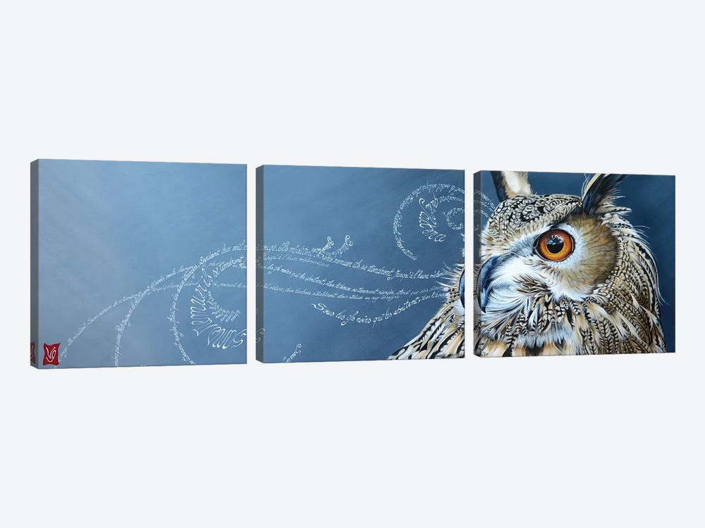 Meditation Ii (Eagle Owl) by Valerie Glasson 3-piece Canvas Print