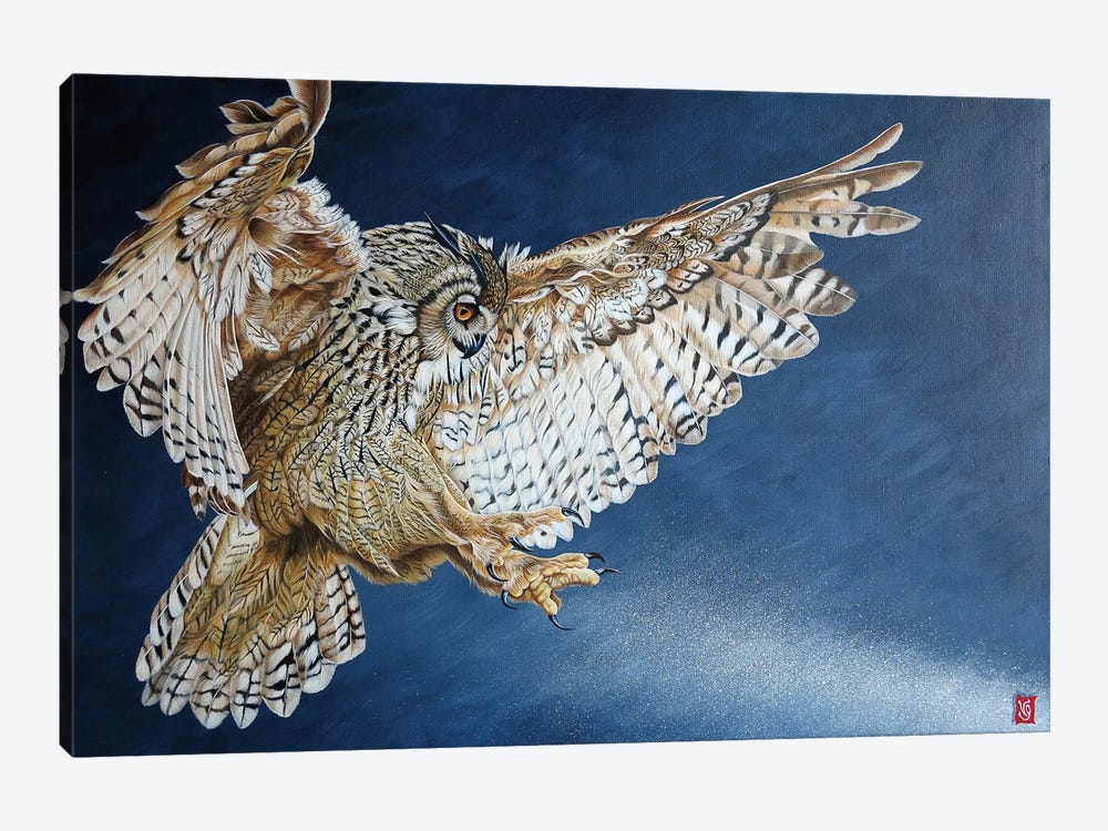 Night Fly (Eagle Owl) by Valerie Glasson 1-piece Canvas Art Print