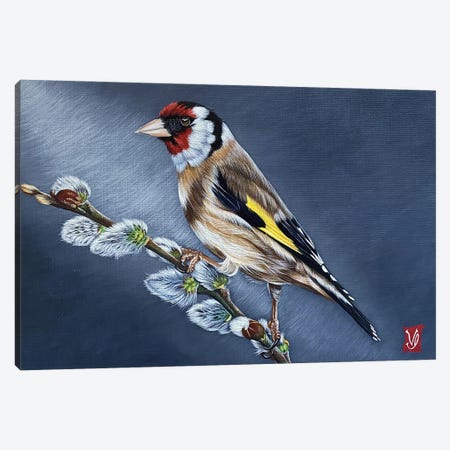 On The Branch (Goldfinch) Canvas Print #VGL24} by Valerie Glasson Canvas Art Print
