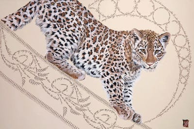 On The String (Young Leopard) by Valerie Glasson art print