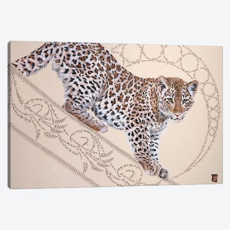 On The String (Young Leopard) Canvas Print #VGL25} by Valerie Glasson Art Print