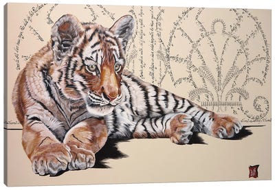 Prince Of Punjab (Tiger Cub) Canvas Art Print - Valerie Glasson