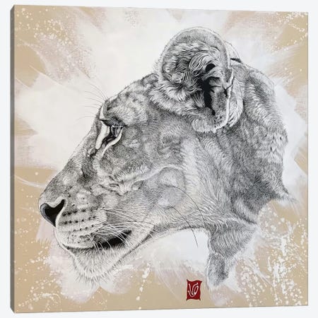 Savannah Princess (Lioness) Canvas Print #VGL29} by Valerie Glasson Canvas Art