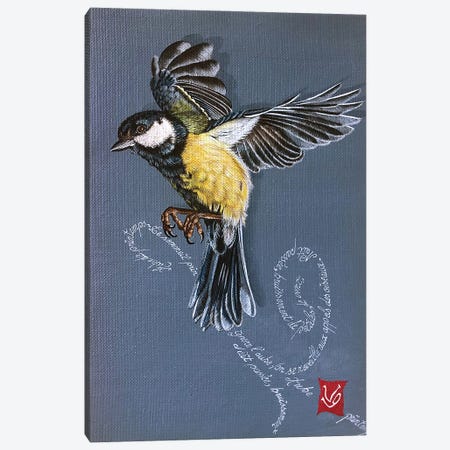 Spring Bird (Tit) Canvas Print #VGL33} by Valerie Glasson Canvas Art Print