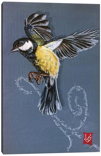 Spring Bird (Tit) Canvas Art Print - Valerie Glasson