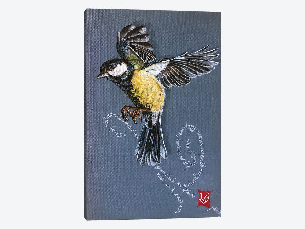Spring Bird (Tit) by Valerie Glasson 1-piece Canvas Art Print