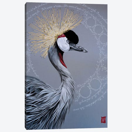 Between Source And Cloud (Crowned Crane) Canvas Print #VGL5} by Valerie Glasson Canvas Art