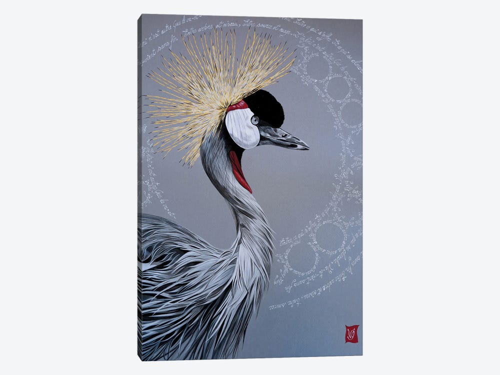 Between Source And Cloud (Crowned Crane) by Valerie Glasson 1-piece Canvas Art Print