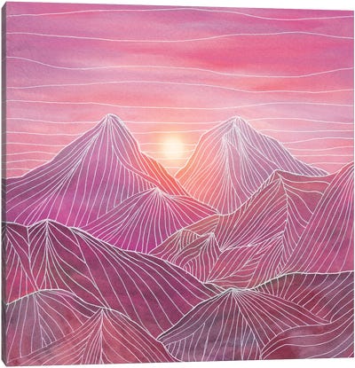 Lines In The Mountains IV Canvas Art Print - Pantone 2023 Viva Magenta