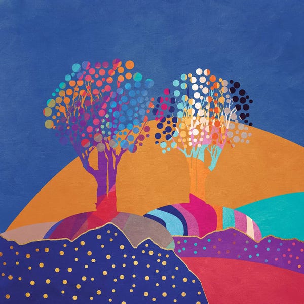Patchwork Landscapes: Retro Trees II by Viviana Gonzalez