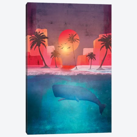 Tropical Island And The Whale Canvas Print #VGO111} by Viviana Gonzalez Art Print