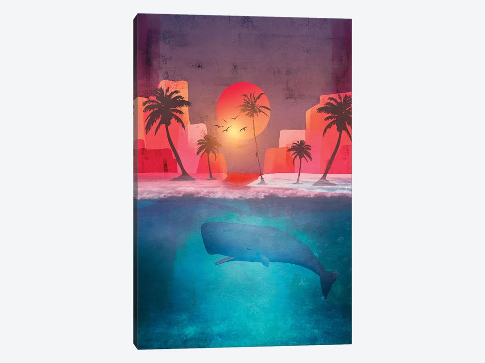Tropical Island And The Whale by Viviana Gonzalez 1-piece Canvas Art Print