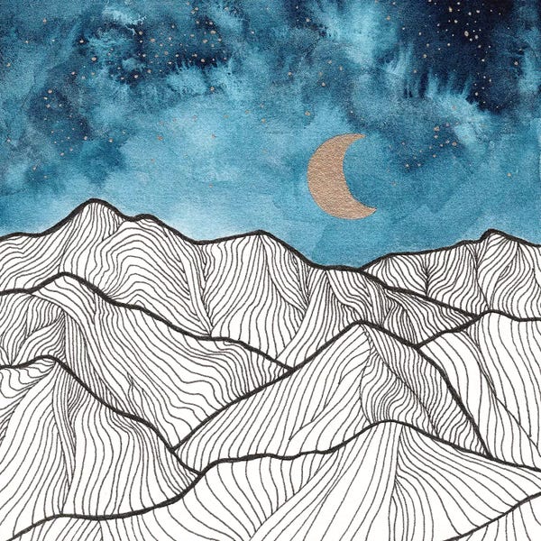 Viviana Gonzalez: Indigo & Gold Landscape XI by Viviana Gonzalez