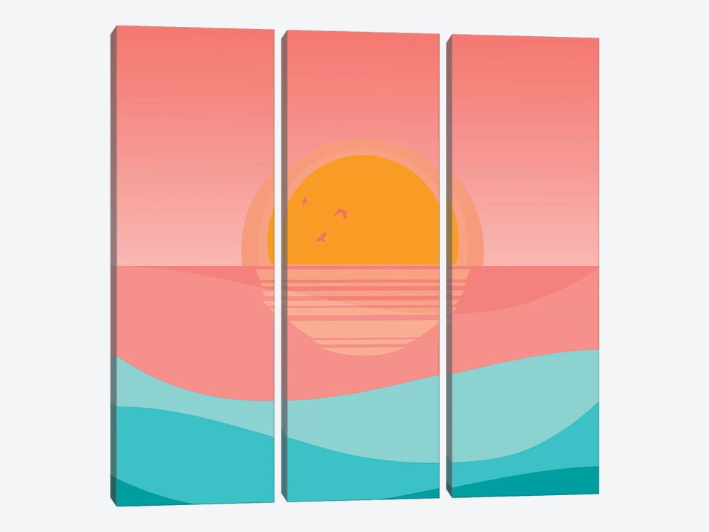 Minimal Sunset I by Viviana Gonzalez 3-piece Canvas Wall Art