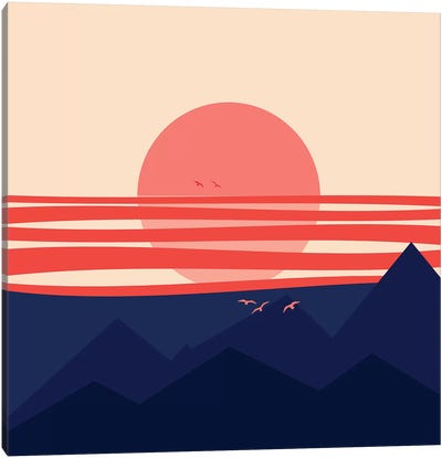 Minimal Sunset IV Canvas Art Print - '70s Sunsets