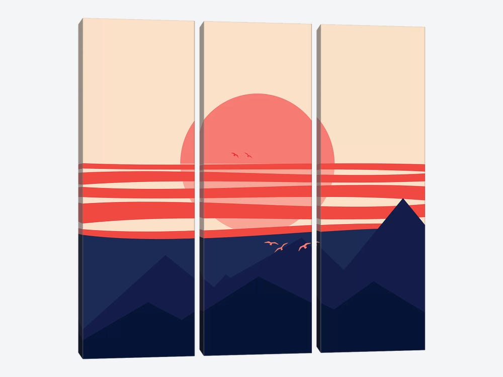 Minimal Sunset IV by Viviana Gonzalez 3-piece Canvas Print