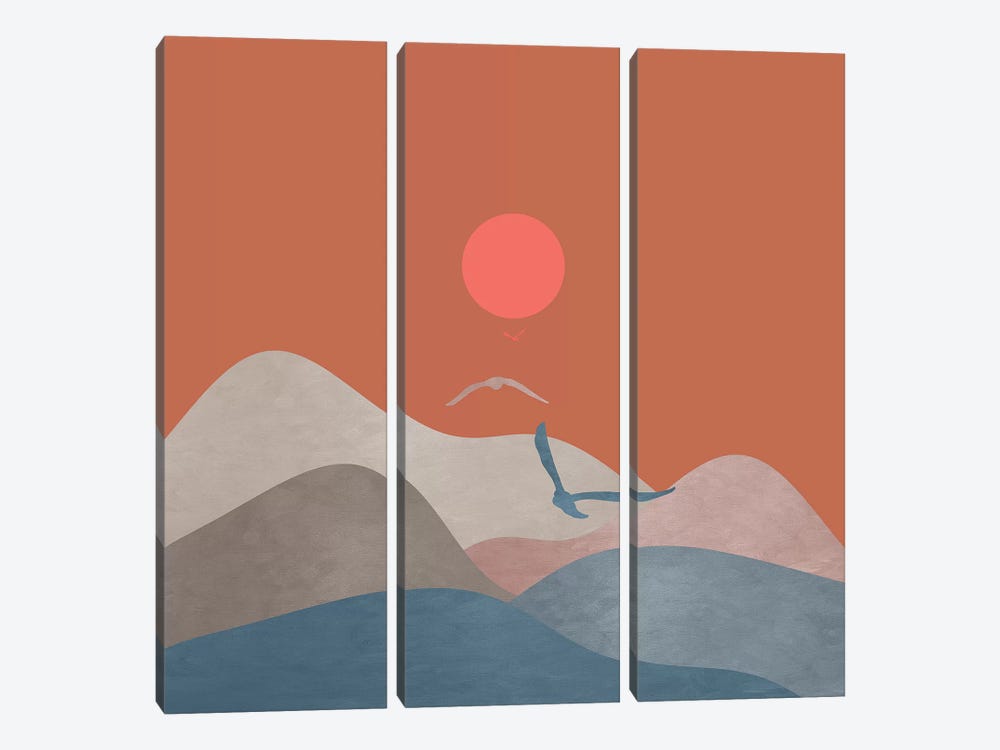 Minimal Sunset XIII by Viviana Gonzalez 3-piece Canvas Art Print