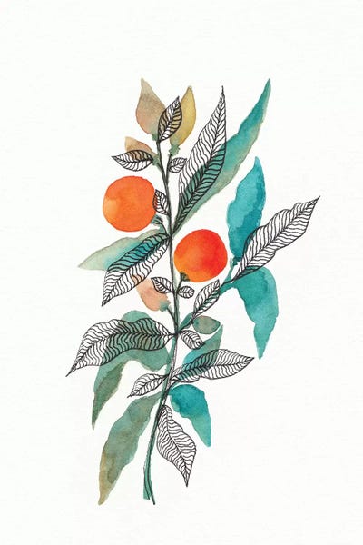 Viviana Gonzalez: Watercolor + Ink Leaves III by Viviana Gonzalez