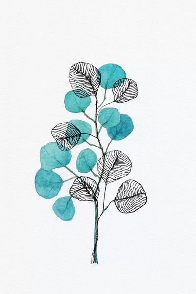 Watercolor + Ink Leaves by Viviana Gonzalez framed canvas print