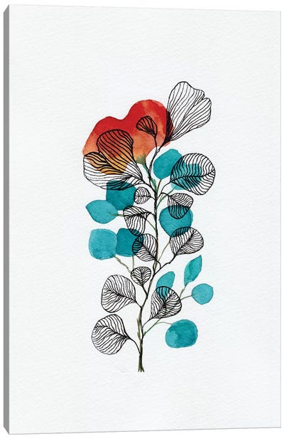 Watercolor + Ink Leaves II Canvas Art Print - Viviana Gonzalez