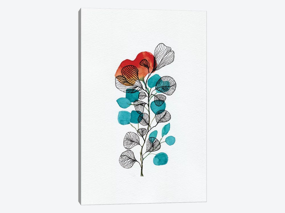 Watercolor + Ink Leaves II by Viviana Gonzalez 1-piece Canvas Print