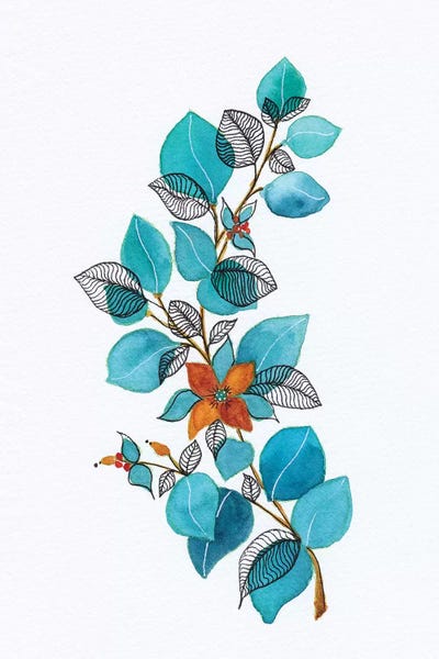 Watercolor + Ink Leaves Iv by Viviana Gonzalez framed canvas print