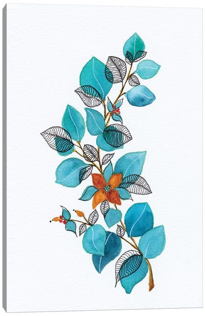 Watercolor + Ink Leaves Iv Canvas Art Print - Viviana Gonzalez