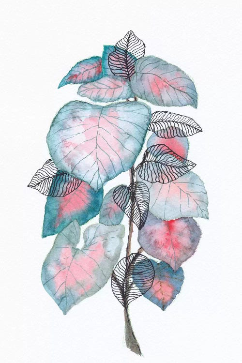 Watercolor + Ink Leaves V