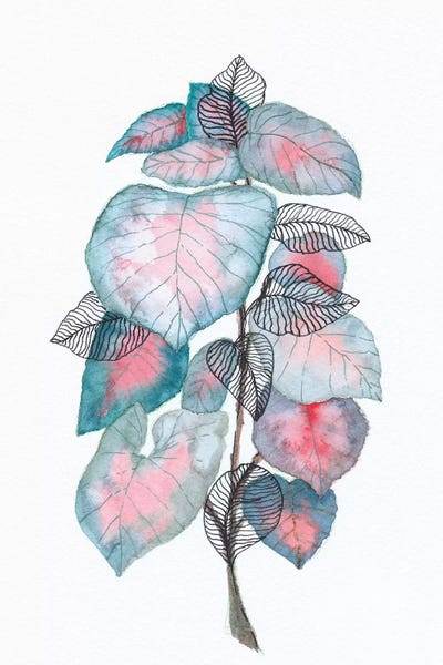 Viviana Gonzalez: Watercolor + Ink Leaves V by Viviana Gonzalez