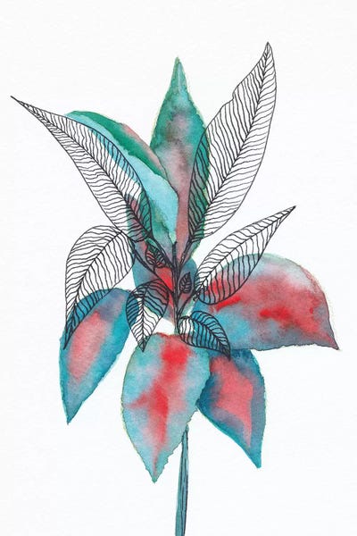 Watercolor + Ink Leaves Vi by Viviana Gonzalez canvas print