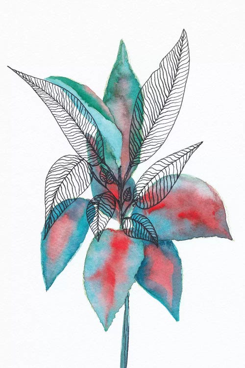 Watercolor + Ink Leaves Vi