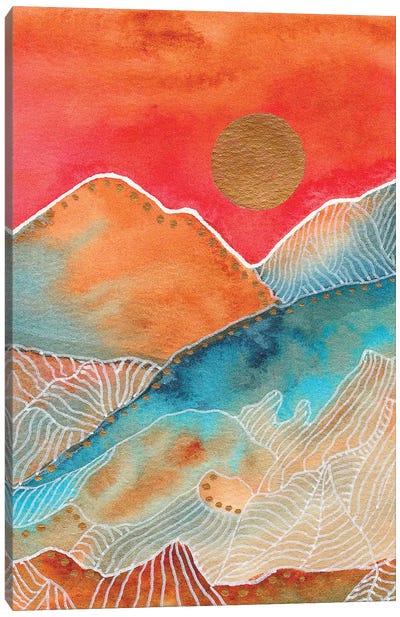 Watercolor Landscape & Line Art I Canvas Art Print - Viviana Gonzalez
